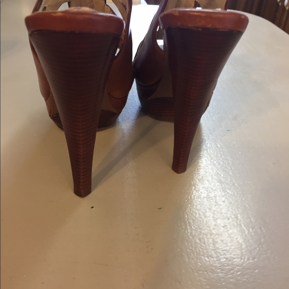 Michael Michael Kors Peep Toe Leather Heels 7M - Picture 4 of 6